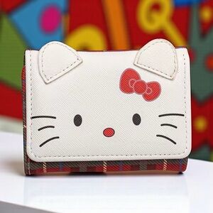 Hello Kitty Women’s Wallet - White and Red Plaid NW/oT